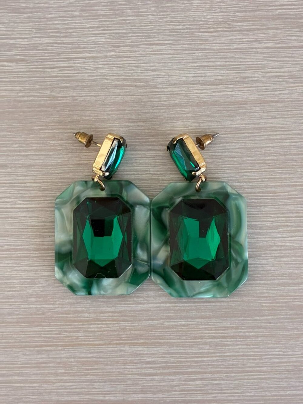 Oversized Green Statement Drop Earrings